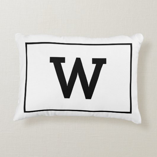 Simple Black White Initiaal Monogram Accent Kussen (Achterkant)