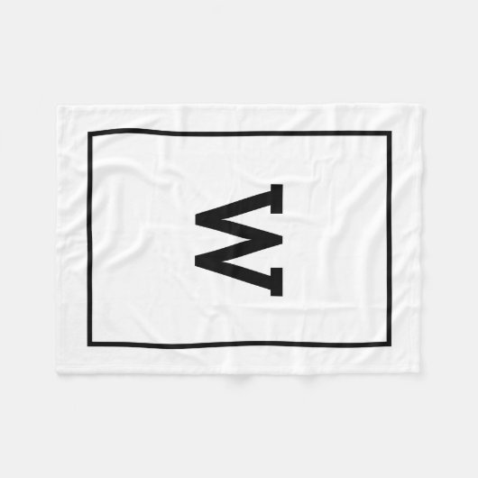 Simple Black White Initiaal Monogram Fleece Deken (Voorkant (Horizontaal))