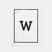 Simple Black White Initiaal Monogram Fleece Deken (Voorkant)