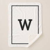 Simple Black White Initiaal Monogram Sherpa Deken (Voorkant)