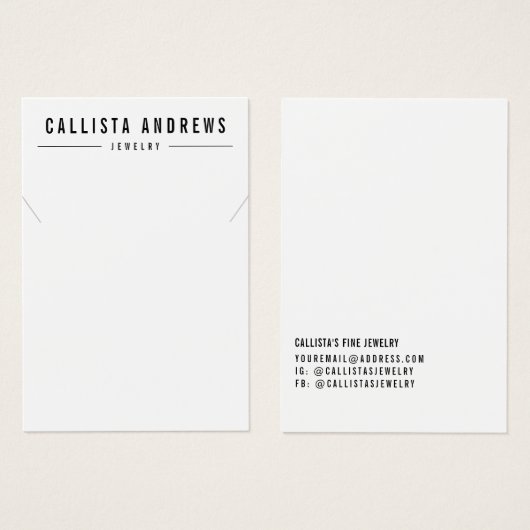 Simple Black White Ketting Display Kaart (Voorkant /achterkant)