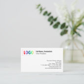 Simple Black, White Logo and QR Code Business Card Visitekaartje (Staand voorkant)