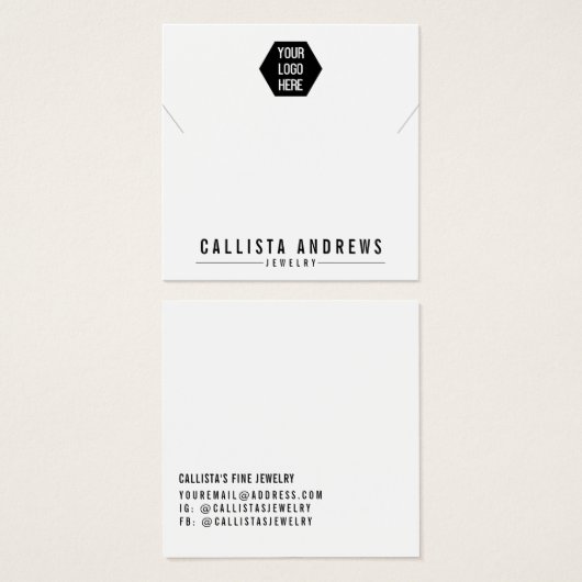Simple Black White Logo Ketting Display Kaart (Voorkant /achterkant)