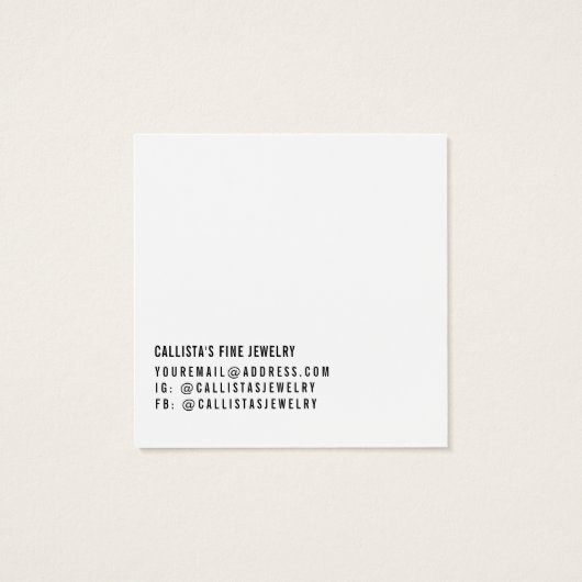 Simple Black White Logo Ketting Display Kaart (Achterkant)