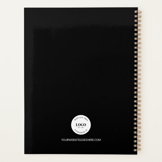 Simple Black White Minimalist Custom Logo Branded Planner (Achterkant)