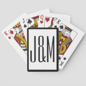 Simple Black White Monogram Initialen Pokerkaarten (Achterkant)