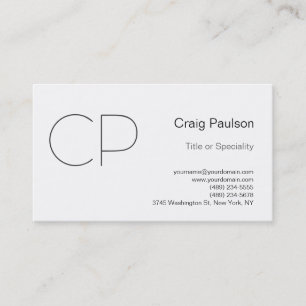 Simple Black White Monogram Visitekaartje