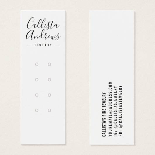 Simple Black White Multiple Earring Display Kaart (Voorkant /achterkant)