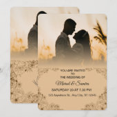 Simple Black & White Overlay Photo Wedding Invitat Kaart (Voorkant / Achterkant)