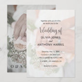 Simple Black & White Overlay Photo Wedding Kaart (Voorkant / Achterkant)