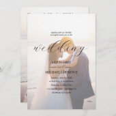 Simple Black & White Overlay Photo Wedding Kaart (Voorkant / Achterkant)