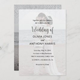 Simple Black & White Overlay Photo Wedding Kaart