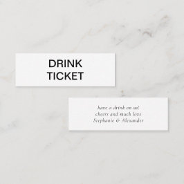 Simple Black White Pas getrouwd Wedding Drink Mini Visitekaartje
