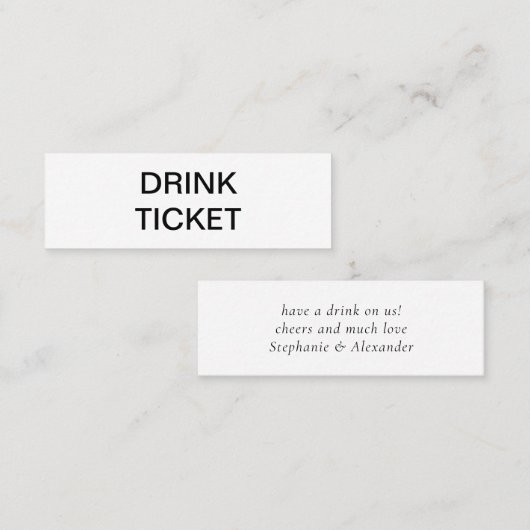 Simple Black White Pas getrouwd Wedding Drink Mini Visitekaartje (Voorkant / Achterkant)