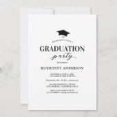 Simple Black White Photo Afstuderen Invitation Kaart (Achterkant)