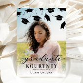 Simple Black White Photo Afstuderen Invitation Kaart