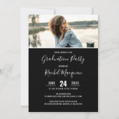 Simple Black White Photo Grid Afstuderen Kaart (Achterkant)