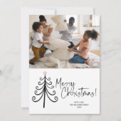 Simple Black White Photo Merry-kerstboom Feestdagenkaart (Voorkant)
