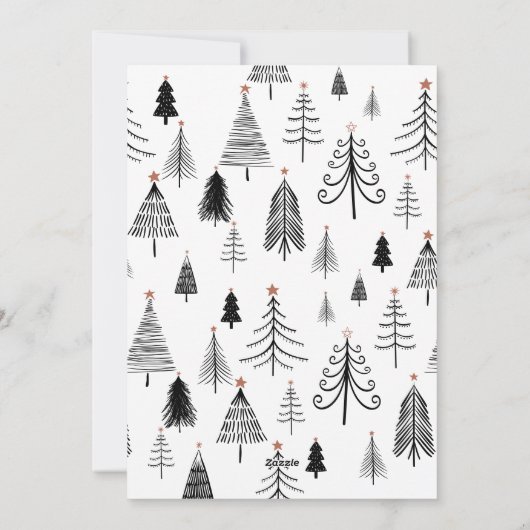 Simple Black White Photo Merry-kerstboom Feestdagenkaart (Achterkant)