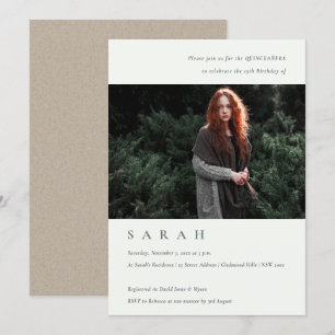 Simple Black White Photo Quinceañera nodigt uit Bedankkaart