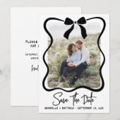 Simple Black White Photo Wedding Save The Date (Voorkant / Achterkant)