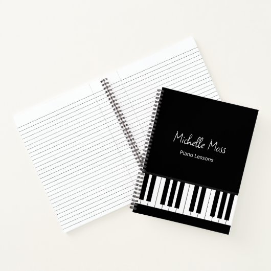 Simple Black White Piano Music Lessons  Notitieboek (Binnen)