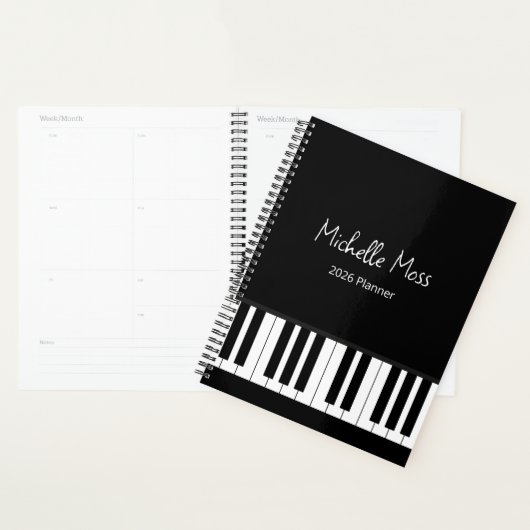 Simple Black White Piano Music Teacher  Planner (Display)
