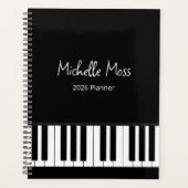 Simple Black White Piano Music Teacher  Planner (Voorkant)