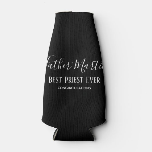 Simple Black White PRIEST PASTOR CLERGY - Aangepas Flesjeskoeler (Voorkant)