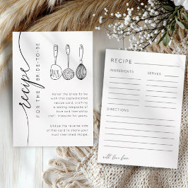 Simple Black & White Recipe Bridal Shower Informatiekaartje