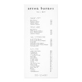 Simple Black White Salon Price List Service Menu (Voorkant)