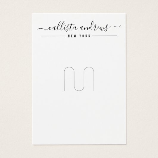 Simple Black White Script Brooch Display Kaart (Voorkant)