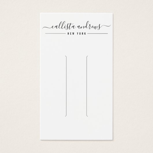 Simple Black White Script Hair Clip Display Kaart (Voorkant)