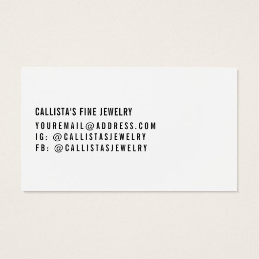 Simple Black White Script Hair Clip Display Kaart (Achterkant)