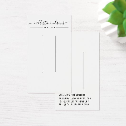 Simple Black White Script Hair Clip Display Kaart (Bureau)