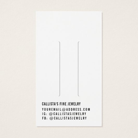 Simple Black White Script Hair Clip Display Kaart (Achterkant)