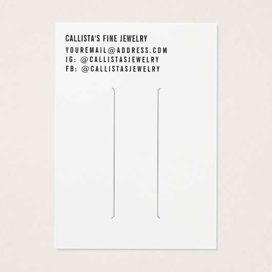 Simple Black White Script Hair Clip Display Kaart (Achterkant)