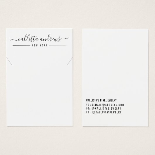 Simple Black White Script Ketting Display Kaart (Voorkant /achterkant)