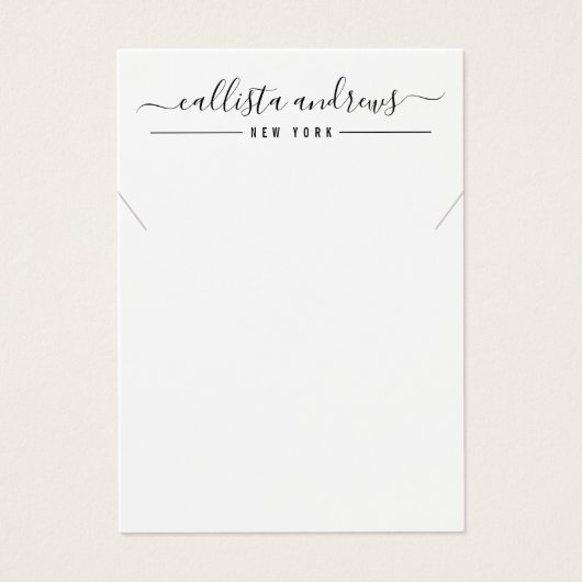 Simple Black White Script Ketting Display Kaart (Voorkant)
