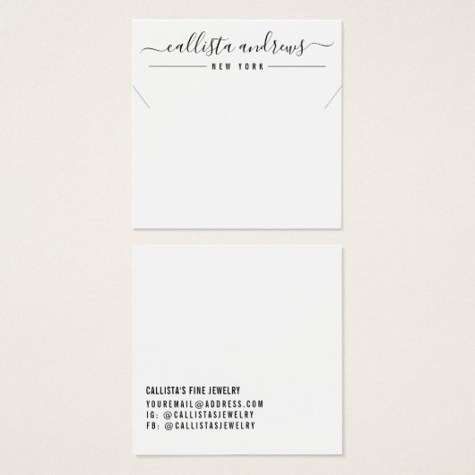 Simple Black White Script Ketting Display Kaart (Voorkant /achterkant)