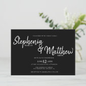 Simple Black White Script Typography Bold Wedding Kaart (Staand voorkant)