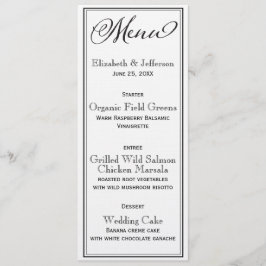 Simple Black & White Script Wedding Menu Kaart