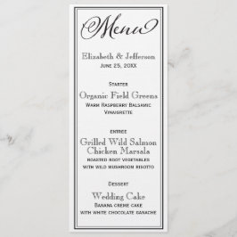 Simple Black & White Script Wedding Menu Kaart