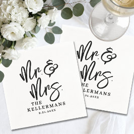 Simple Black White Script Wedding Servet