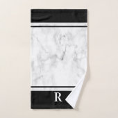 Simple Black White Striped Marble Monogram InitiaI Bad Handdoek (Handdoek)