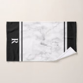 Simple Black White Striped Marble Monogram InitiaI Bad Handdoek (Handdoek)