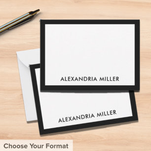 Simple Black White Typographic Name Note Kaart