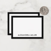 Simple Black White Typographic Name Note Kaart Notitiekaartje (Voorkant / Achterkant in situ)