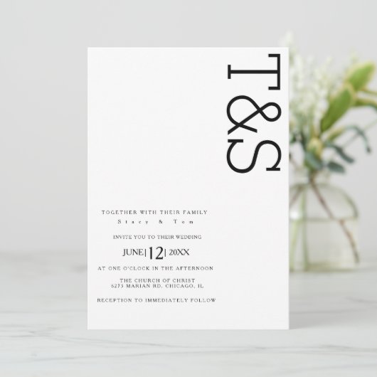 Simple Black White Typography Bold Wedding Kaart (Staand voorkant)
