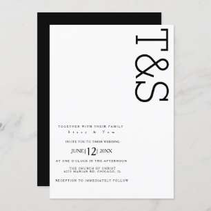 Simple Black White Typography Bold Wedding Kaart